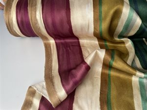Fastvævet viscose satin - smukke striber i varme toner